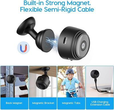 Minicámara espía Eyecam: cámara compacta de seguridad con Wi-Fi para interiores 