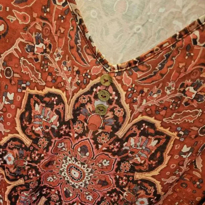 Červený top s 3/4 rukávmi a výstrihom do V