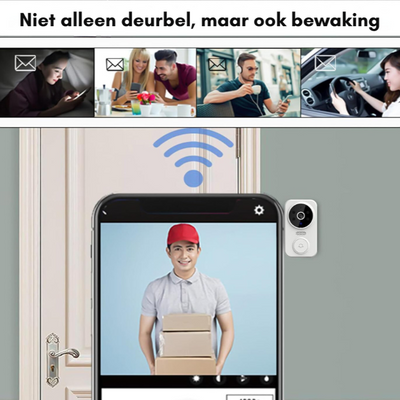 Timbre inteligente WiFi con cámara y alarma - Seguridad en HD - Diseño blanco