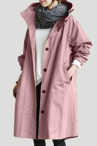Wasserdichter Damen-Trenchcoat mit Kapuze – lang und warm