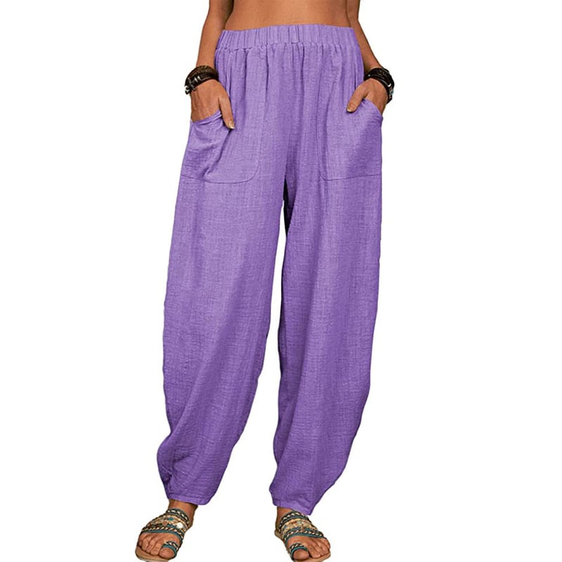 Zinzi - Pantaloni harem casual in cotone e lino