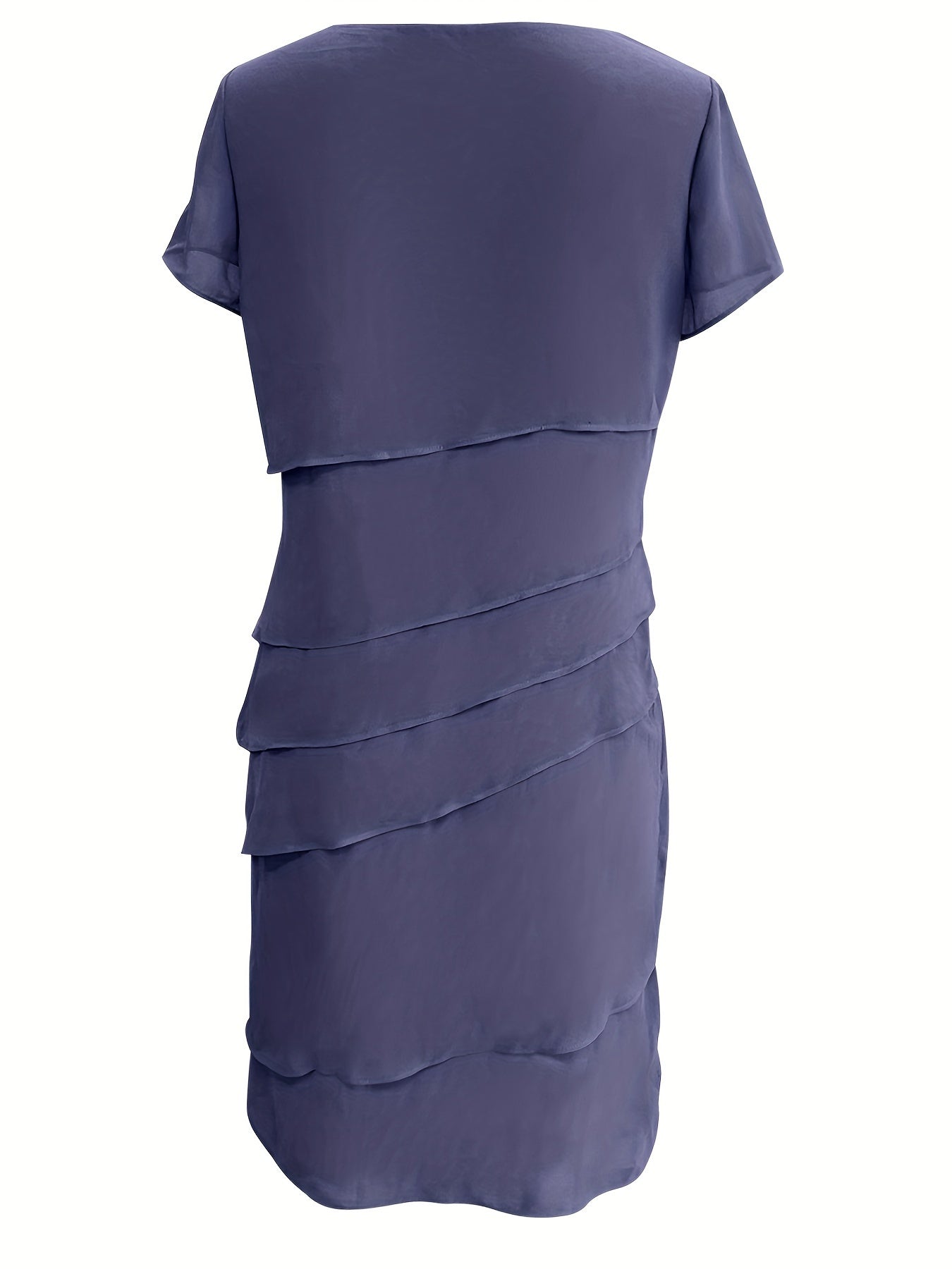 Vestito formale da donna con girocollo, maniche corte e orlo a strato singolo elegante | per occasioni formali