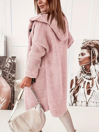 Elegante Damenstrickjacke mit Capuchon - Kasjmier Look
