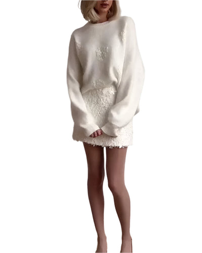 FloraLuxe – Eleganter Langarm-Pullover mit Blumenmuster