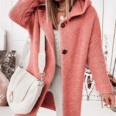 Elegante Damenstrickjacke mit Capuchon - Kasjmier Look