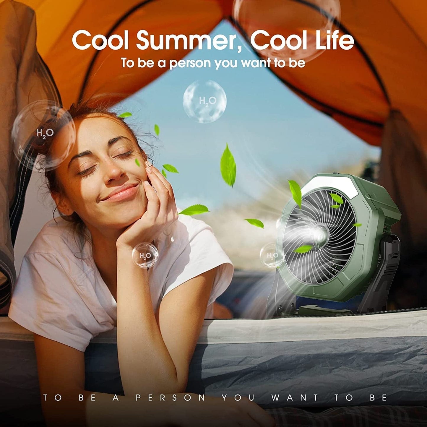 Prenosný hmlový ventilátor, 8-palcový 10000mAh nabíjateľný ventilátor na batérie