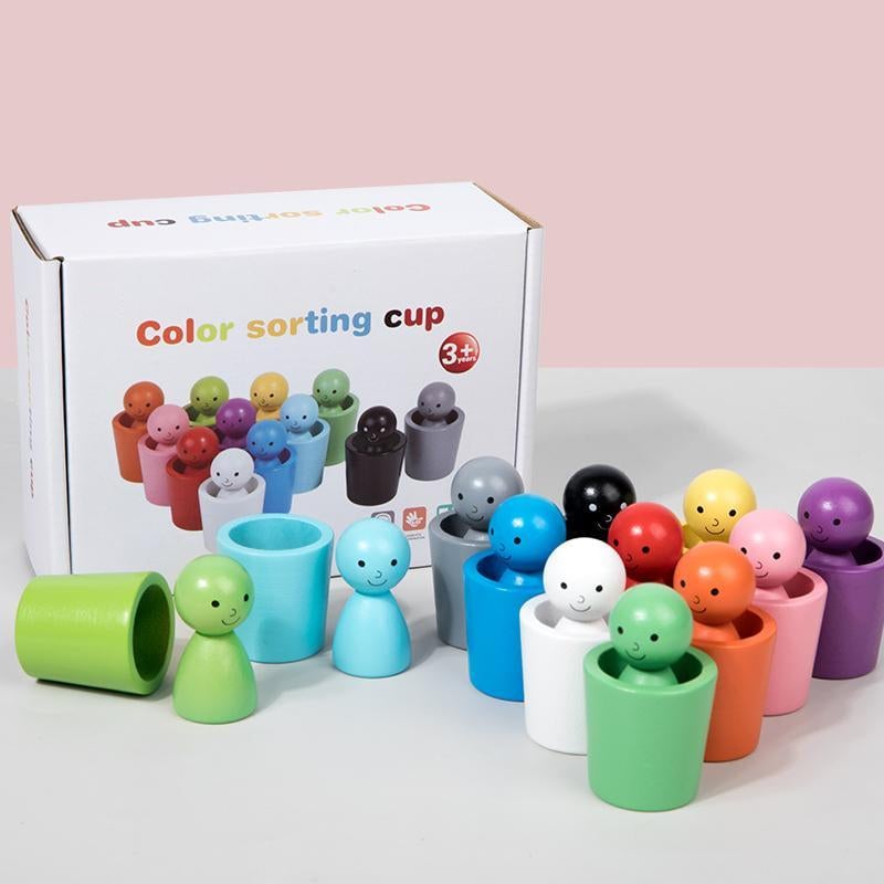 Vasos Montessori para clasificar colores