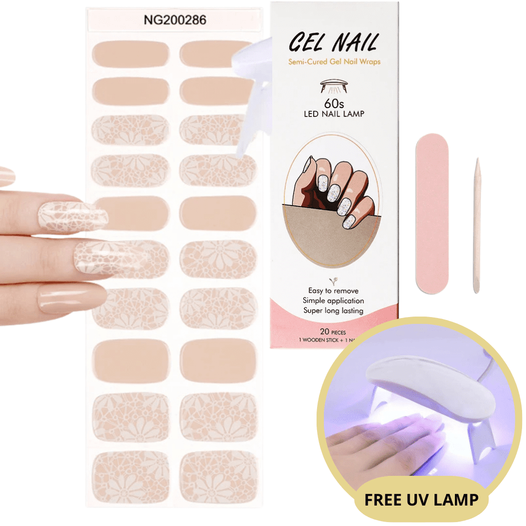 Gel-Nagelsticker-Set mit UV-Lampe