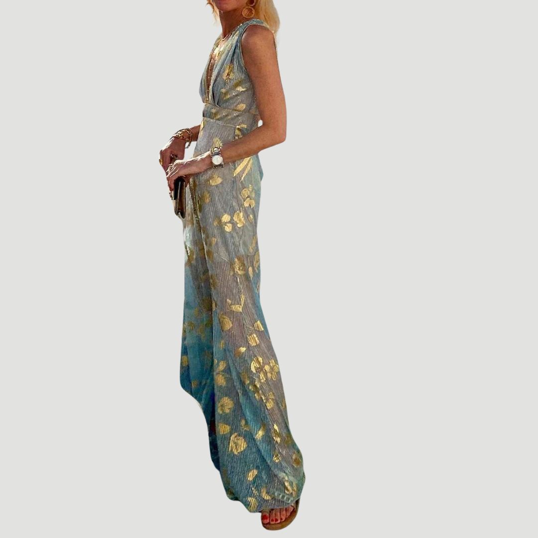 Albina - Hladké šaty s výstrihom do V a flitrovou výzdobou