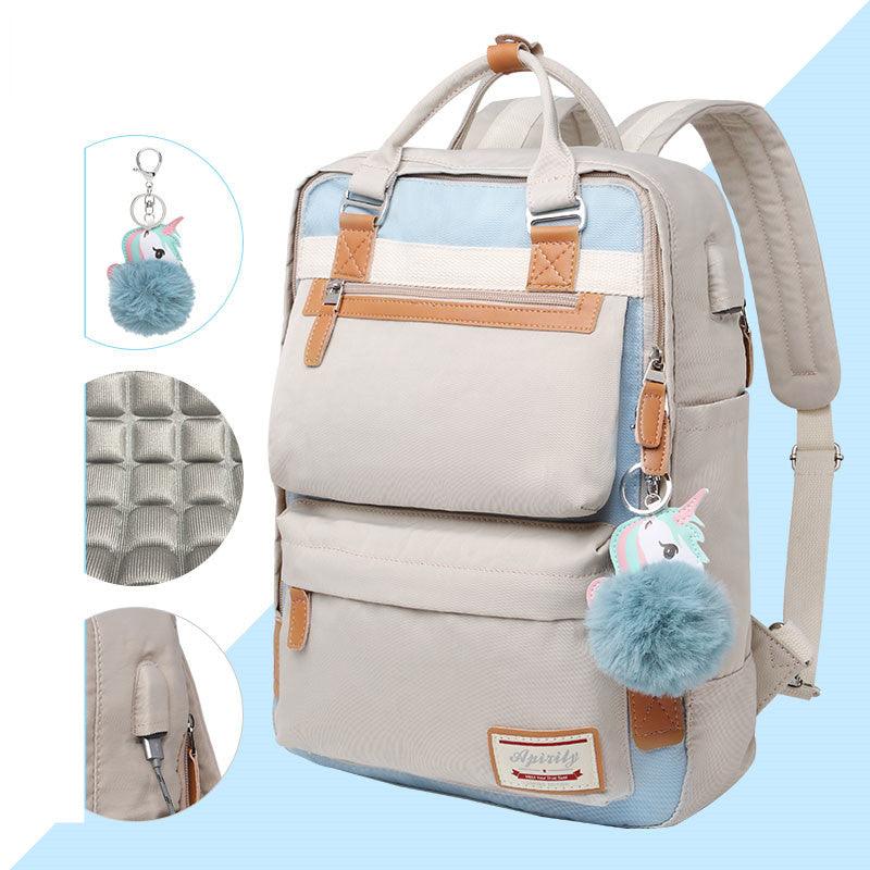 Elegante mochila impermeable para mujer con compartimento para portátil de 15,6 pulgadas.
