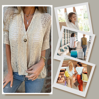Paloma | Bluse mit V-Ausschnitt kurzen Ärmeln und Knopfdetail
