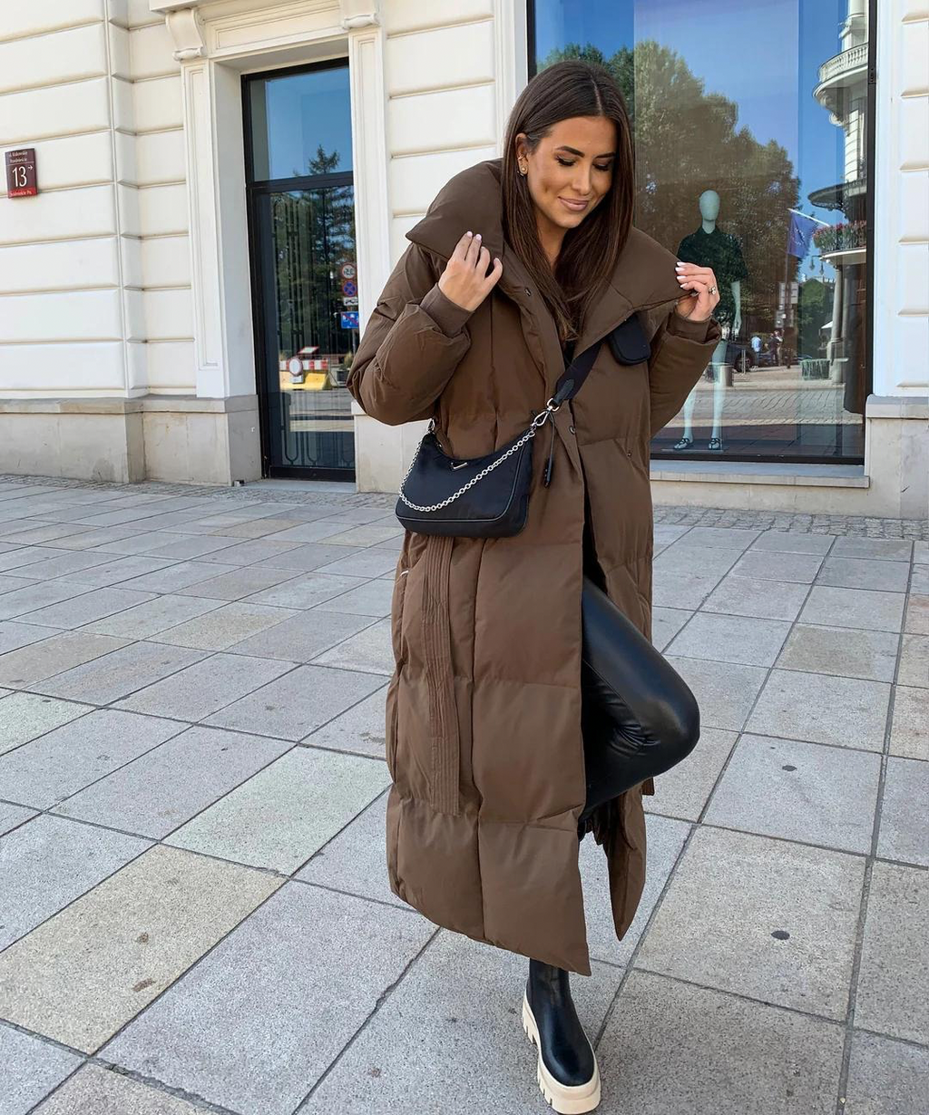 Elegante cappotto lungo con cintura per donna Mellody - pregiato misto lana