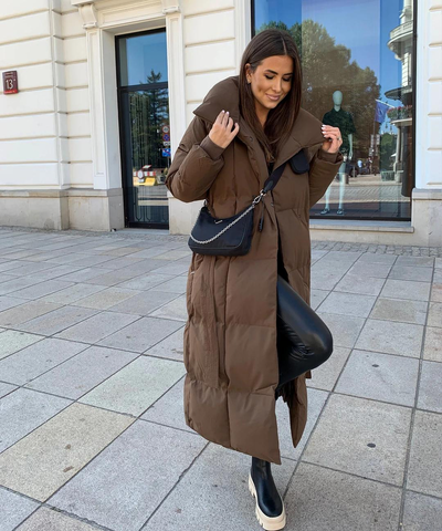 Eleganter langer Mantel mit Gürtel für Frauen Mellody - Hochwertiges Wollgemisch