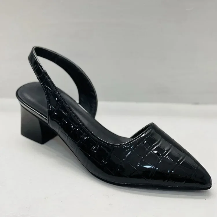 Slingback-Absätze für Damen - Spitze Nase mit Blockabsatz und Krokodiltextur