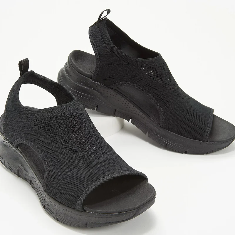 Damen-Sandalen - Sportlicher Slip-On - Luftiges Mesh - Dämpfende Sohle