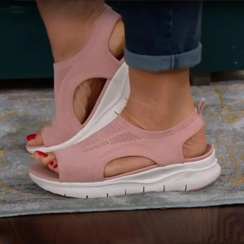 Damen-Sandalen - Sportlicher Slip-On - Luftiges Mesh - Dämpfende Sohle