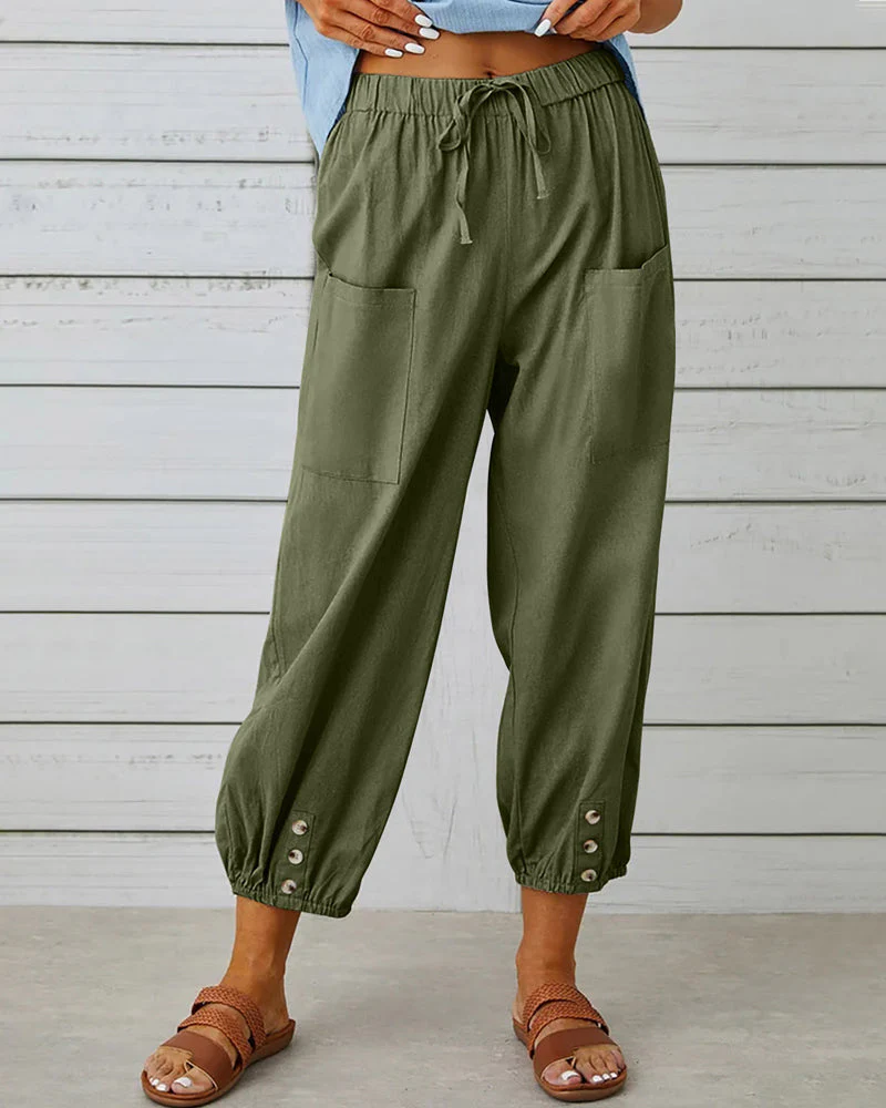 Luftige Hose - Lässiger Stil mit elastischem Saum und Taschen