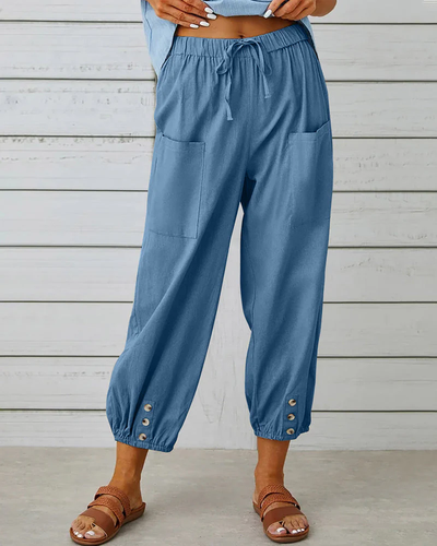 Luftige Hose - Lässiger Stil mit elastischem Saum und Taschen