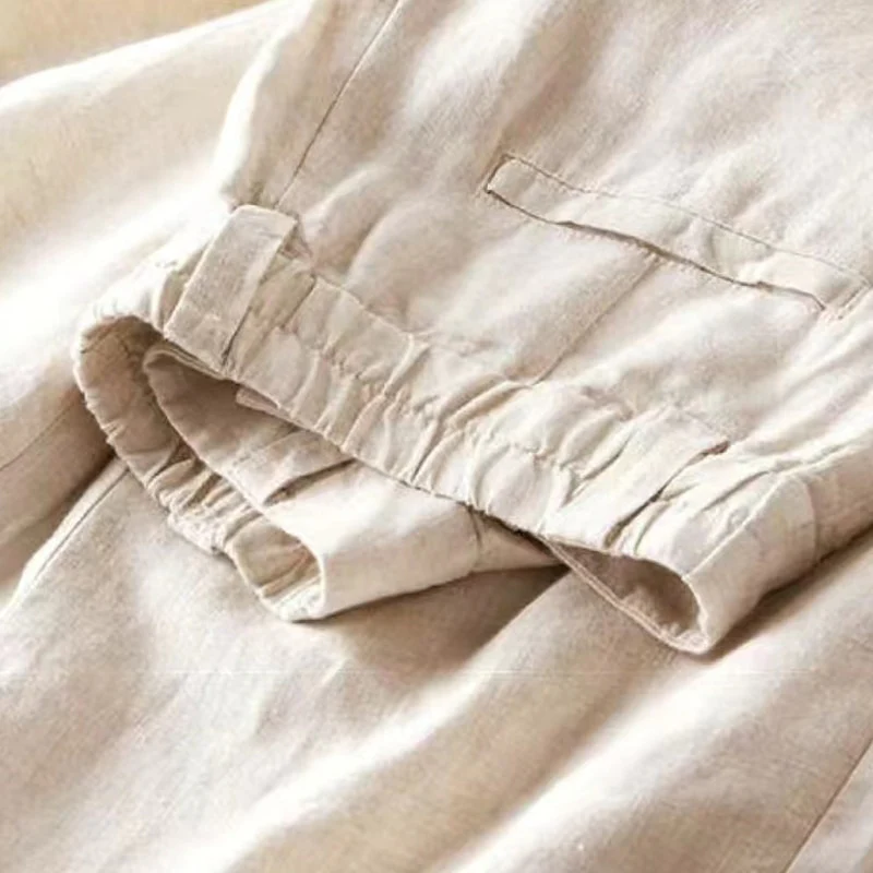 Damenhose - Leinen Look - Hohe Taille - Weites Bein - Sommer Style