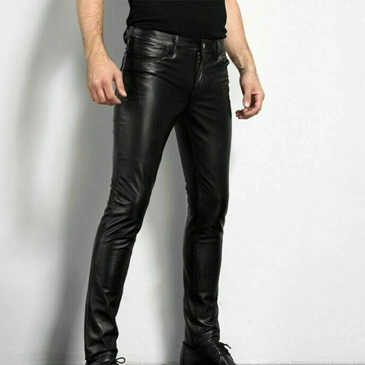 Brent | Schwarze Kunstlederhose für Männer