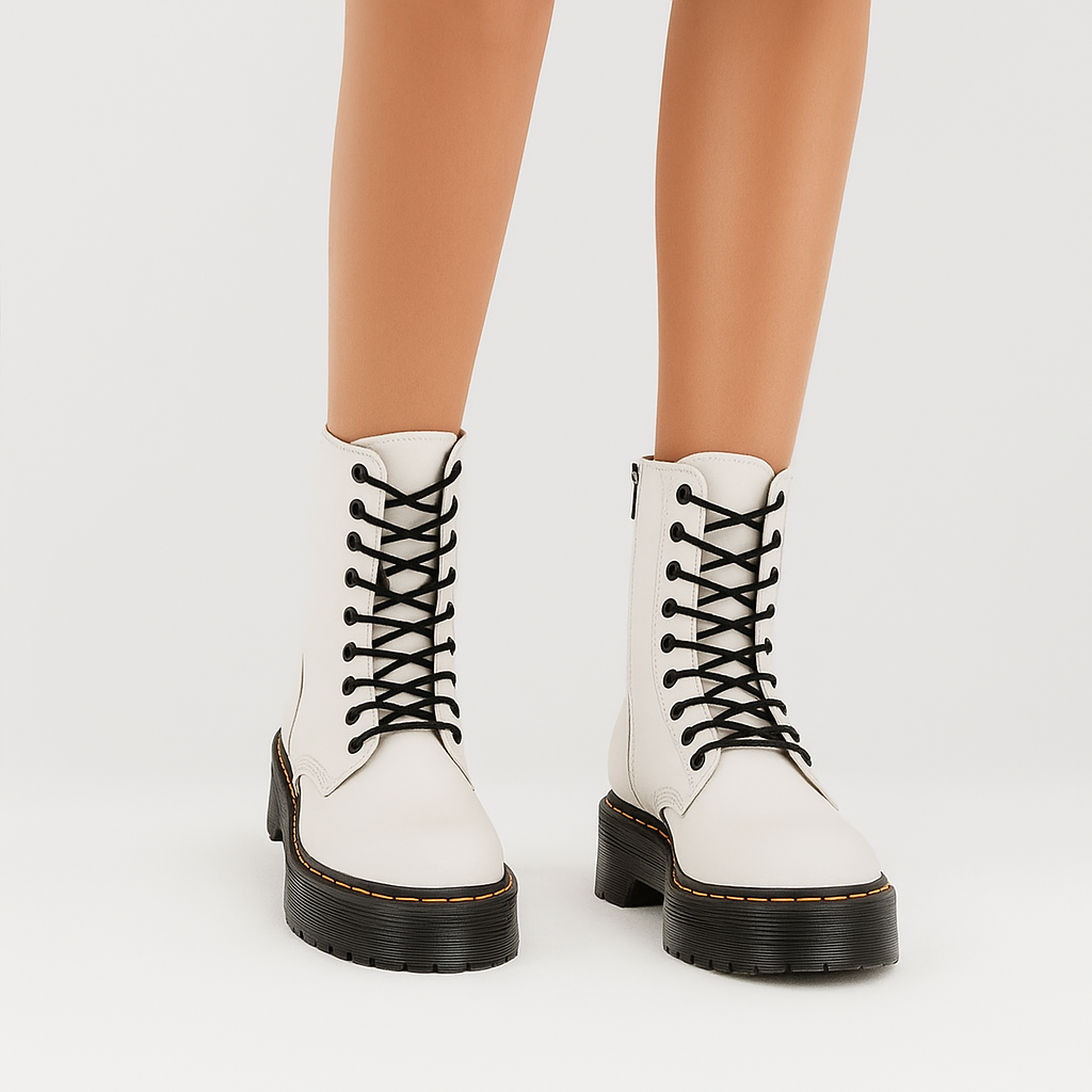 Leather boots white