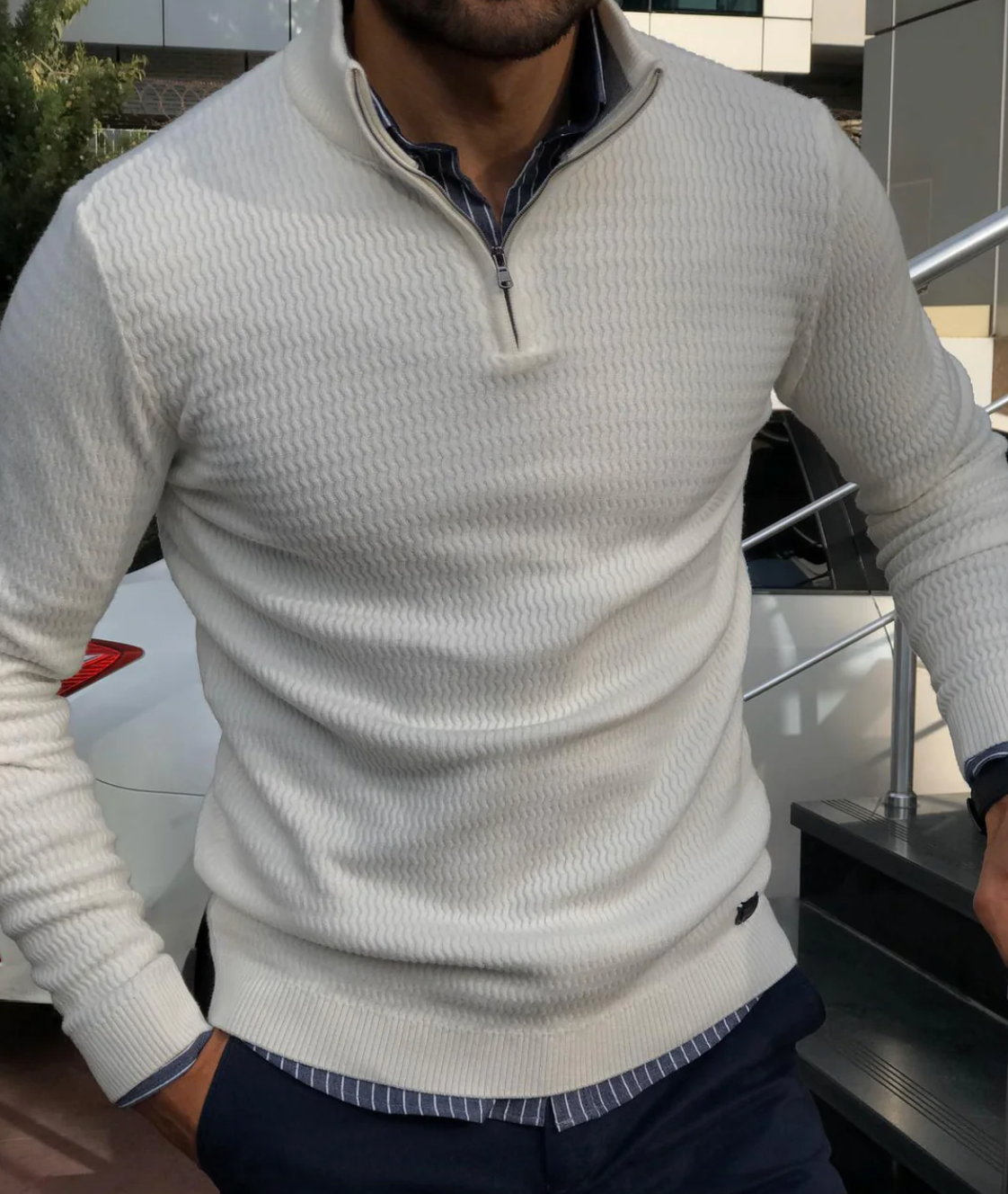 Simon | Eleganter Pullover mit Reißverschluss