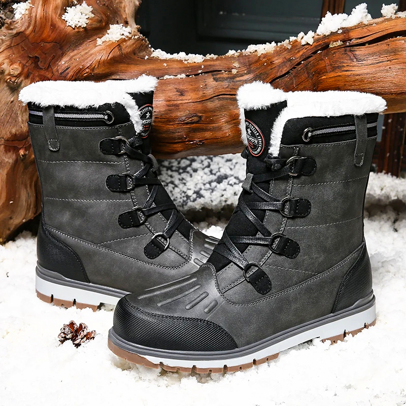 Men's Winter Boots - Warm Lined Snow Shoes with Non-Slip Sole