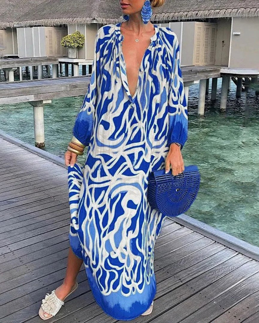 Dorinne | Boho jarné šaty pre dámy - Štýlové dlhé šaty s vzdušnými rukávmi