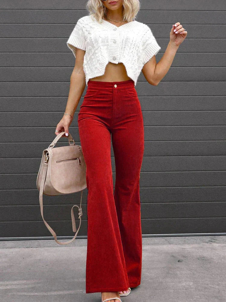 LURRA | Ausgestellte Cordhose bequem Trendy Schlaghose