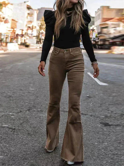 LURRA | Ausgestellte Cordhose bequem Trendy Schlaghose