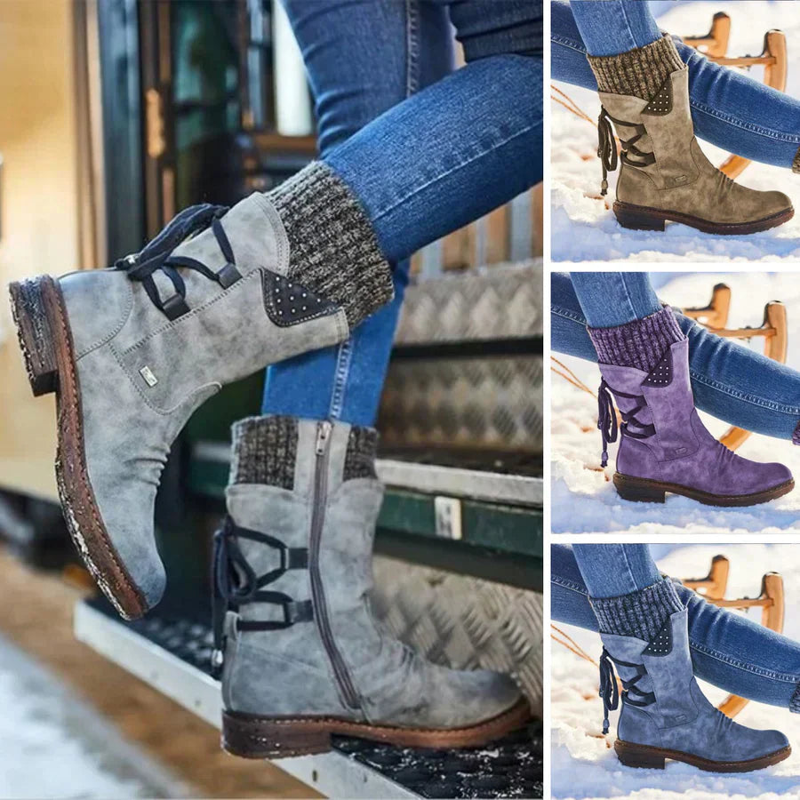 Wasserdichte Damen-Snowboots - halbhohe Winterstiefel mit rutschfester Sohle