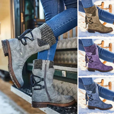 Wasserdichte Damen-Snowboots - halbhohe Winterstiefel mit rutschfester Sohle