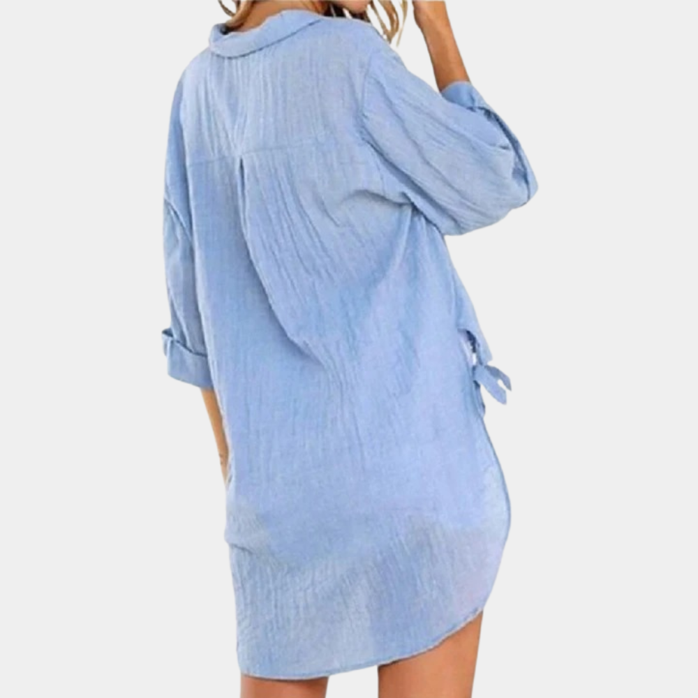 Blusa para mujer azul claro suave cómoda corte aireado para verano
