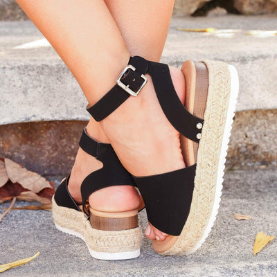 Damen Sommersandalen | Plateausandale | Verstellbarer Riemen
