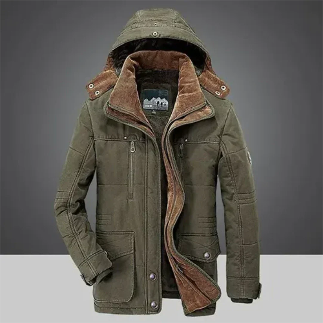 Warm and padded men's winter parka with hood | Jacket with comfortable fur lining