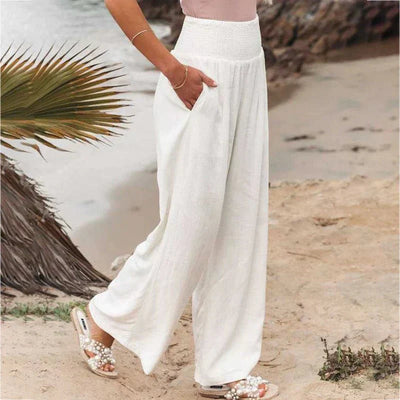 Romy - Breite Sommerhose mit gesmokter Taille