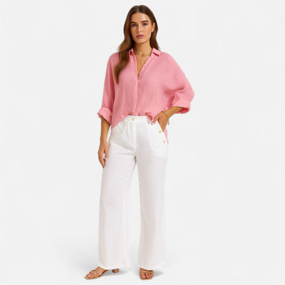 Alte Monarchie | Sommer-Leinenhemd für Damen - mühelose Anmut, atmungsaktive Eleganz