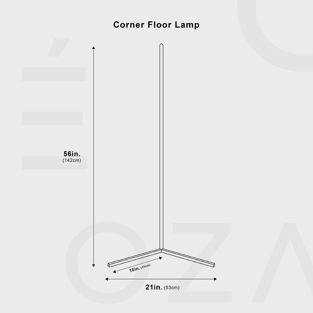 Schlanke LED-Eckleuchte | Einstellbare Helligkeit für Wohnzimmer oder Schlafzimmer