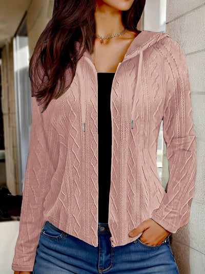 CozyCharm – Damen Kapuzenjacke mit Zipper und Strickoptik