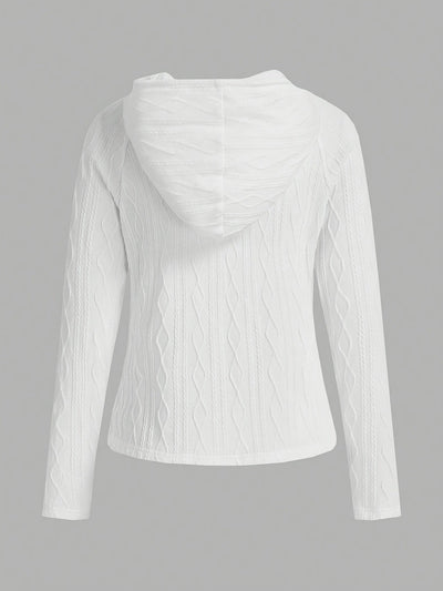CozyCharm – Damen Kapuzenjacke mit Zipper und Strickoptik