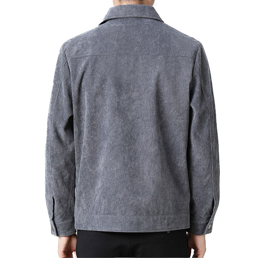 Kvalitná pánska prechodná bunda z klasického zamatového materiálu