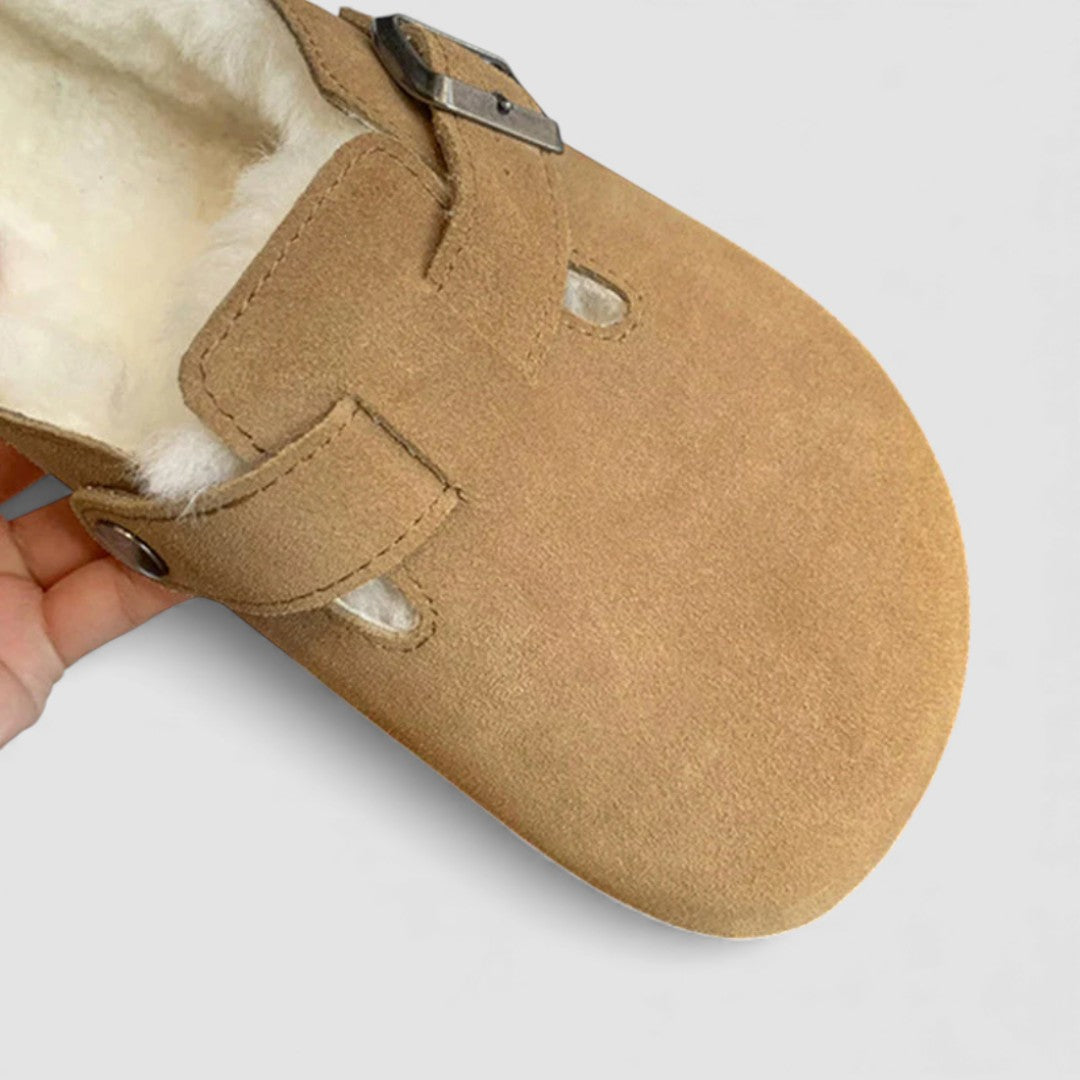 Zapatillas de casa para mujer con forro de piel – Pantuflas con hebilla – Cómodas