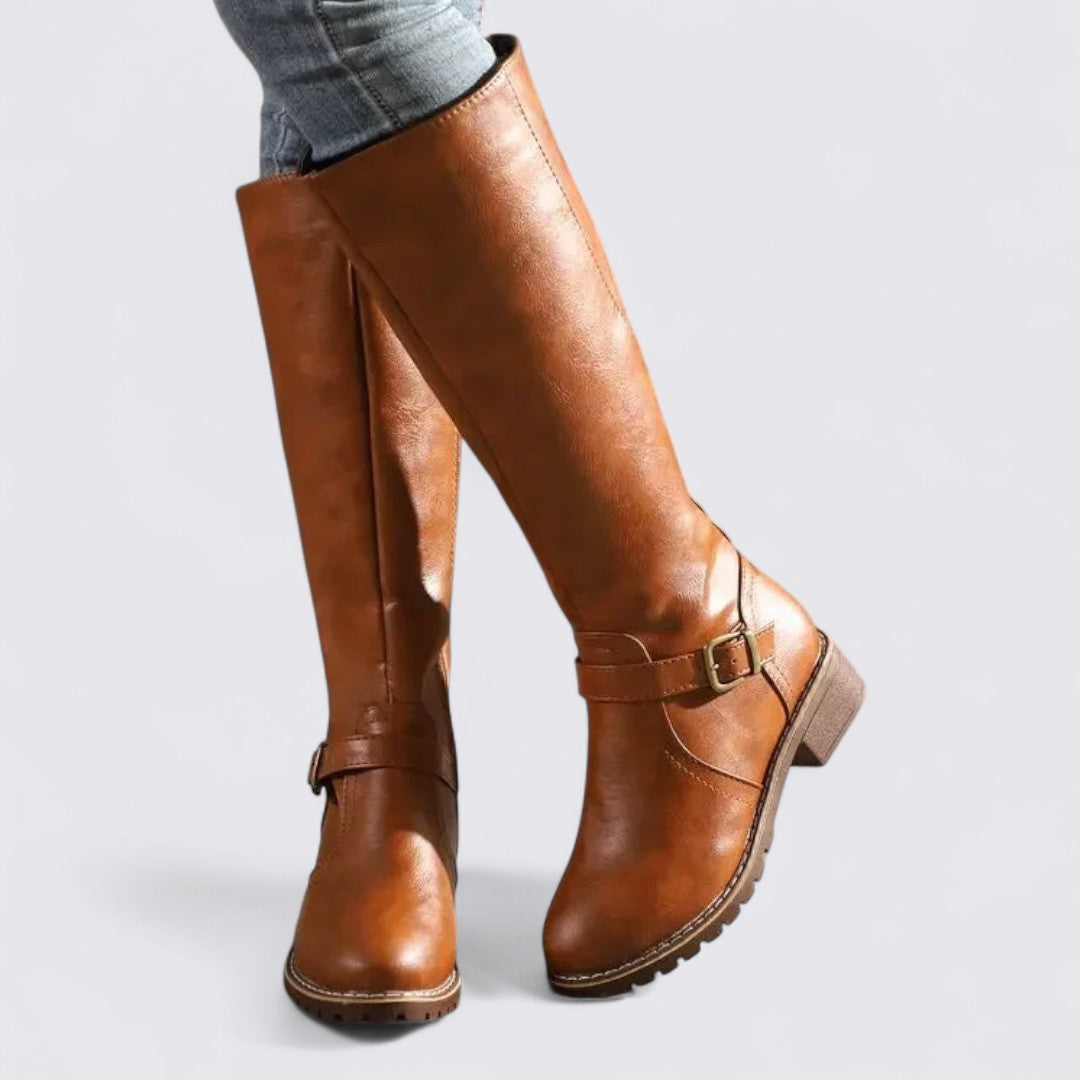 Botas altas de mujer con cremallera – Botas cómodas – Tacón bloque