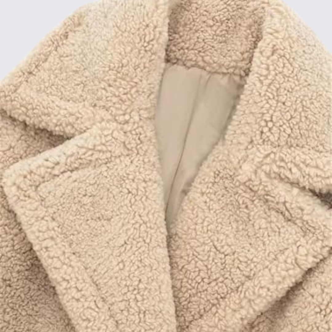 Dámsky kabát s gombíkovou légou – Teddy kabát – Dlhý strih