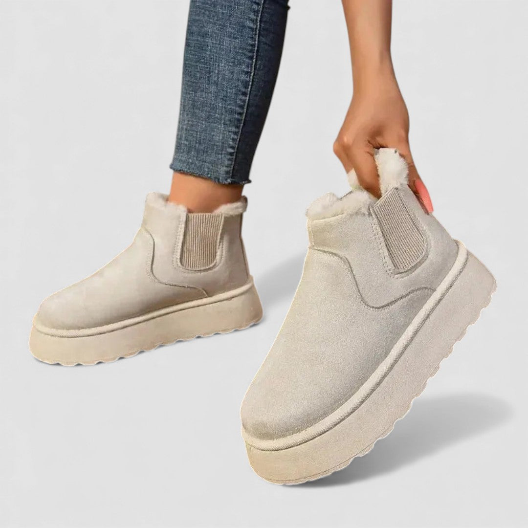Botines de mujer con inserto elástico - Botines con plataforma - Forro cálido