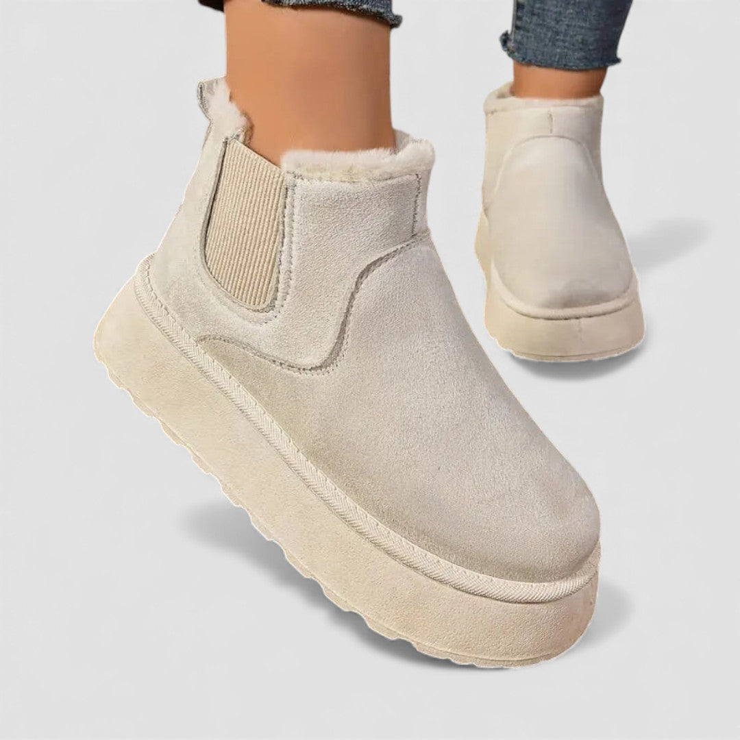 Botines de mujer con inserto elástico - Botines con plataforma - Forro cálido