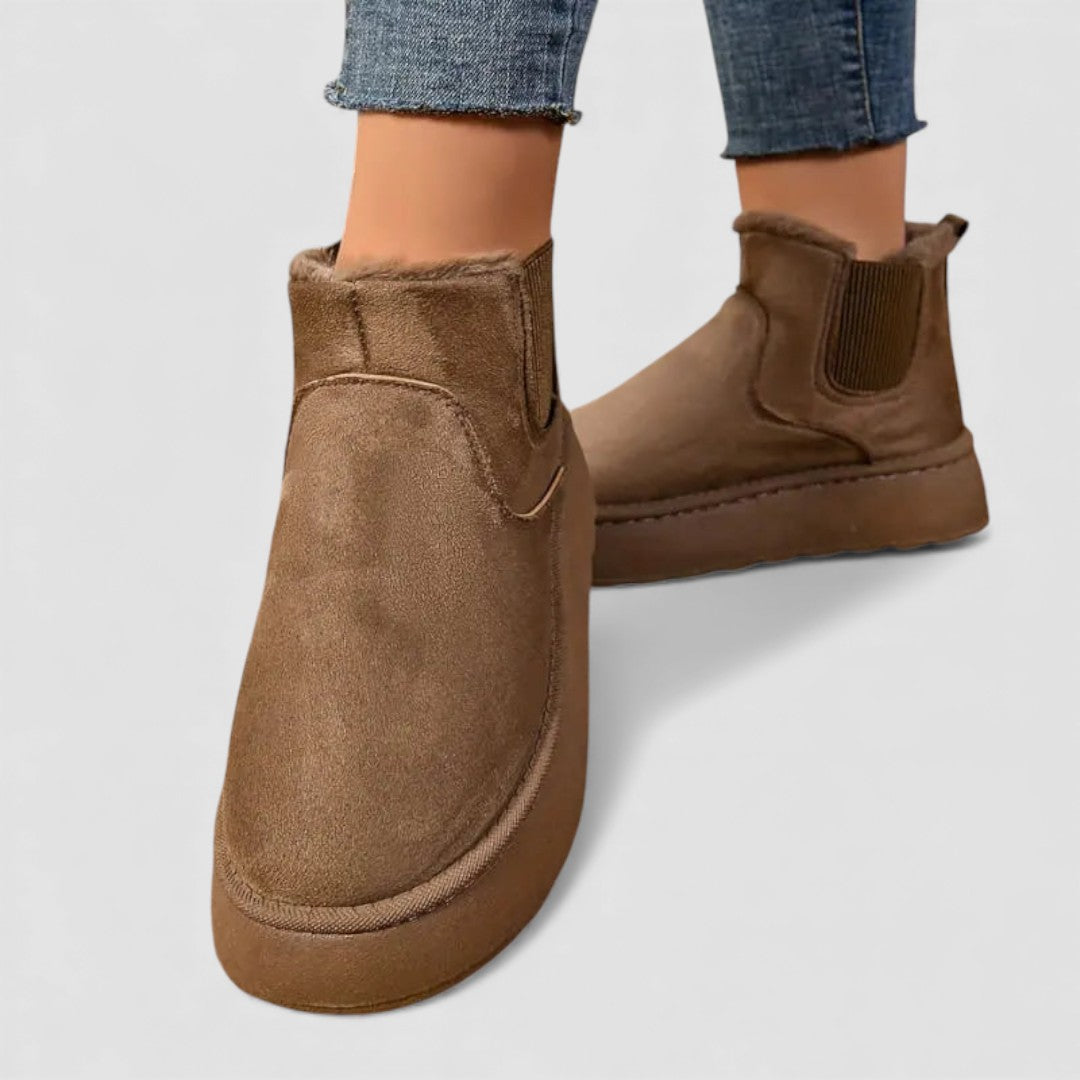 Botines de mujer con inserto elástico - Botines con plataforma - Forro cálido