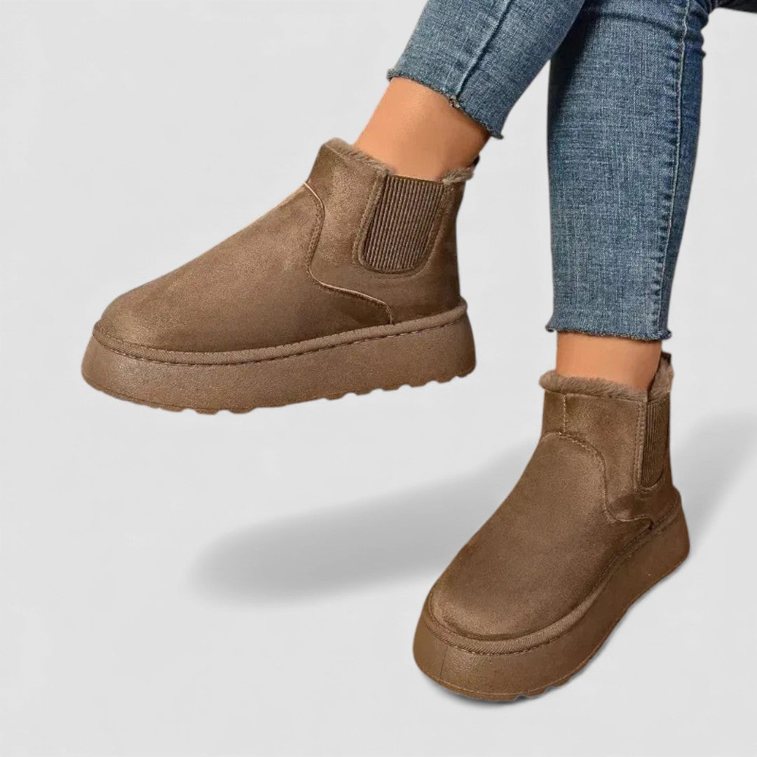 Botines de mujer con inserto elástico - Botines con plataforma - Forro cálido