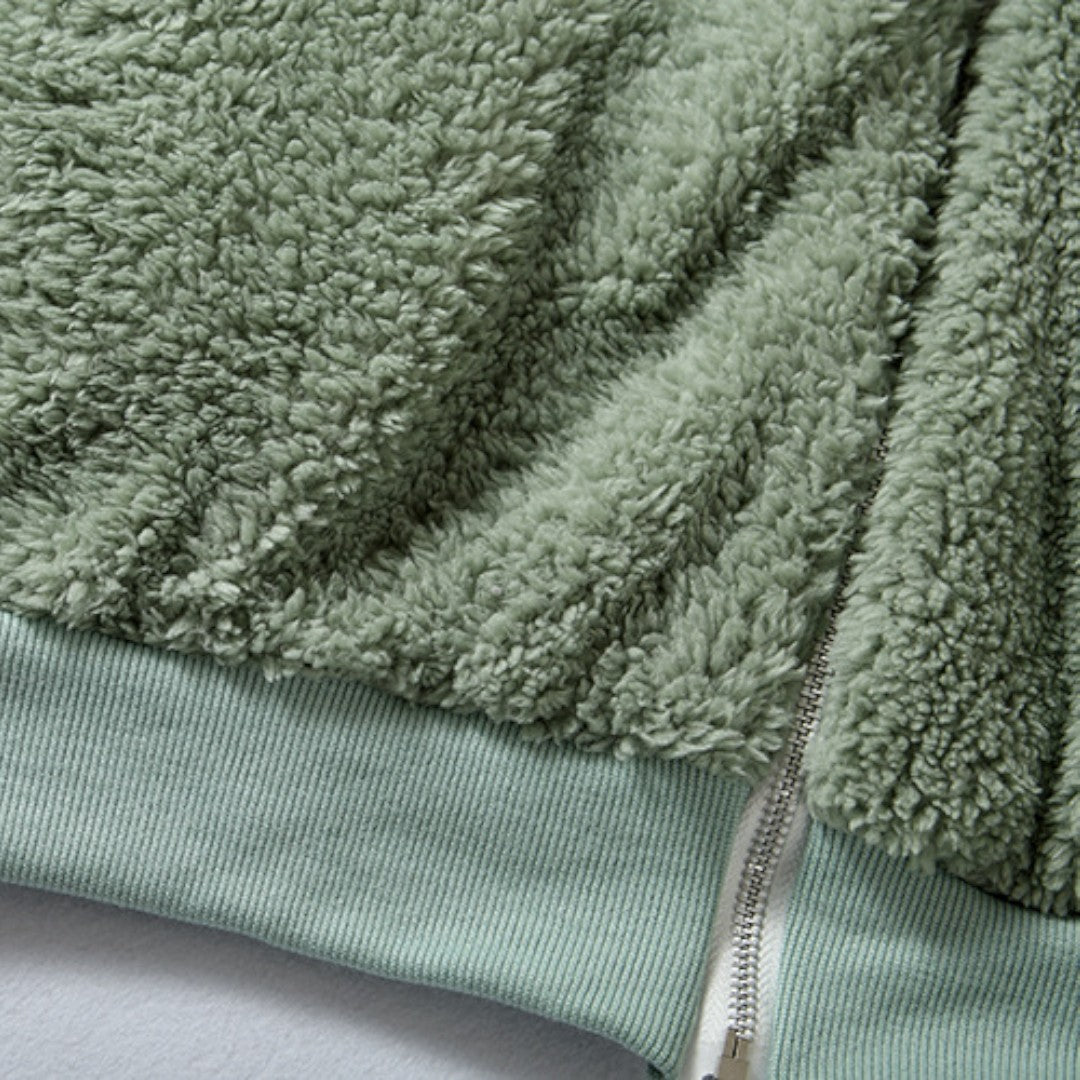 Damen Teddy Jacke mit Kapuze – Reißverschluss – Bequemer Schnitt