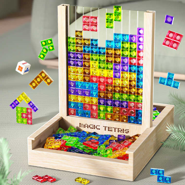 WOODTRIX - Umweltfreundliches Tetris-Puzzlebrett aus Holz für Kinder und Erwachsene